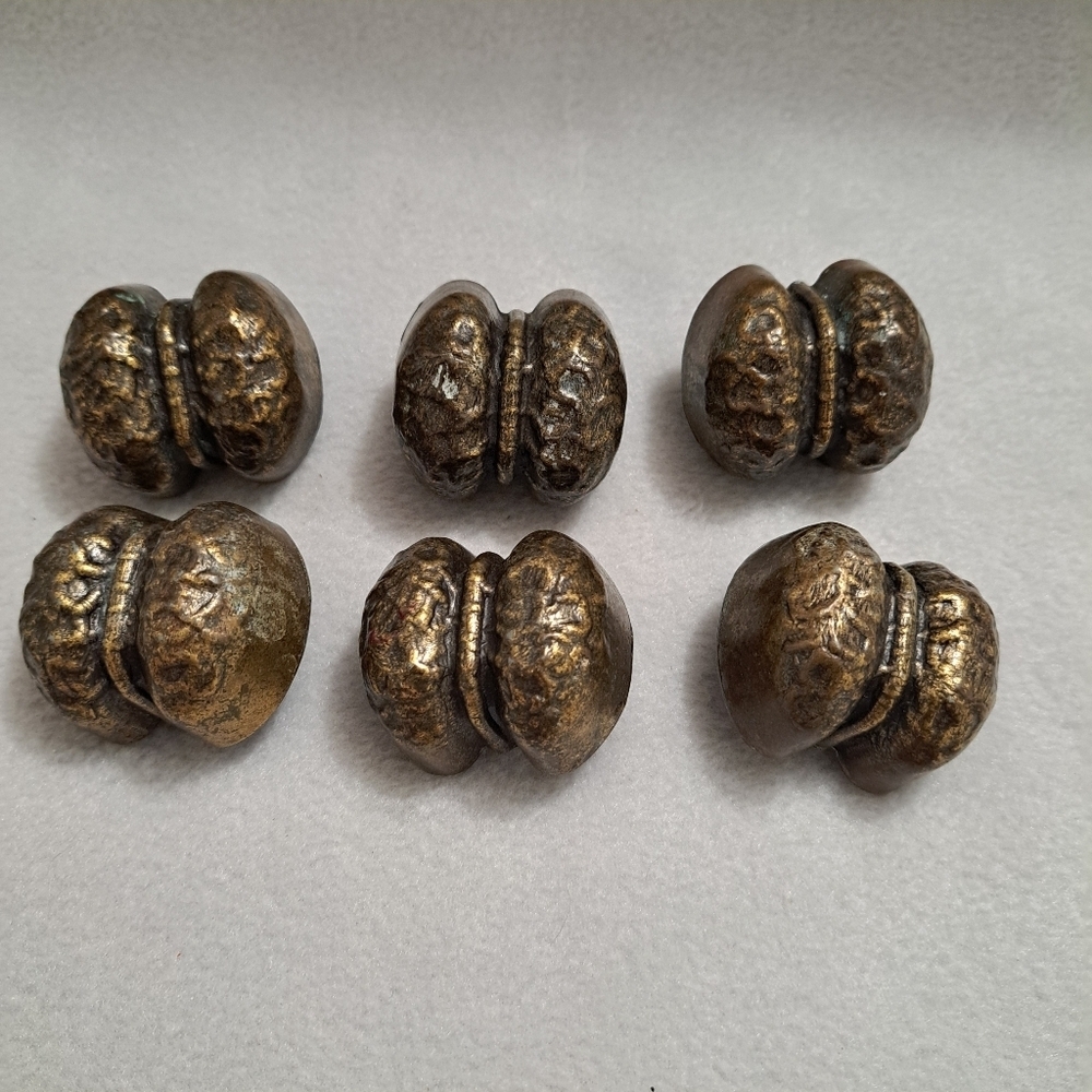 Vintage Mid-Century Brass Drawer Pulls, Hardware, Door Handles X 6